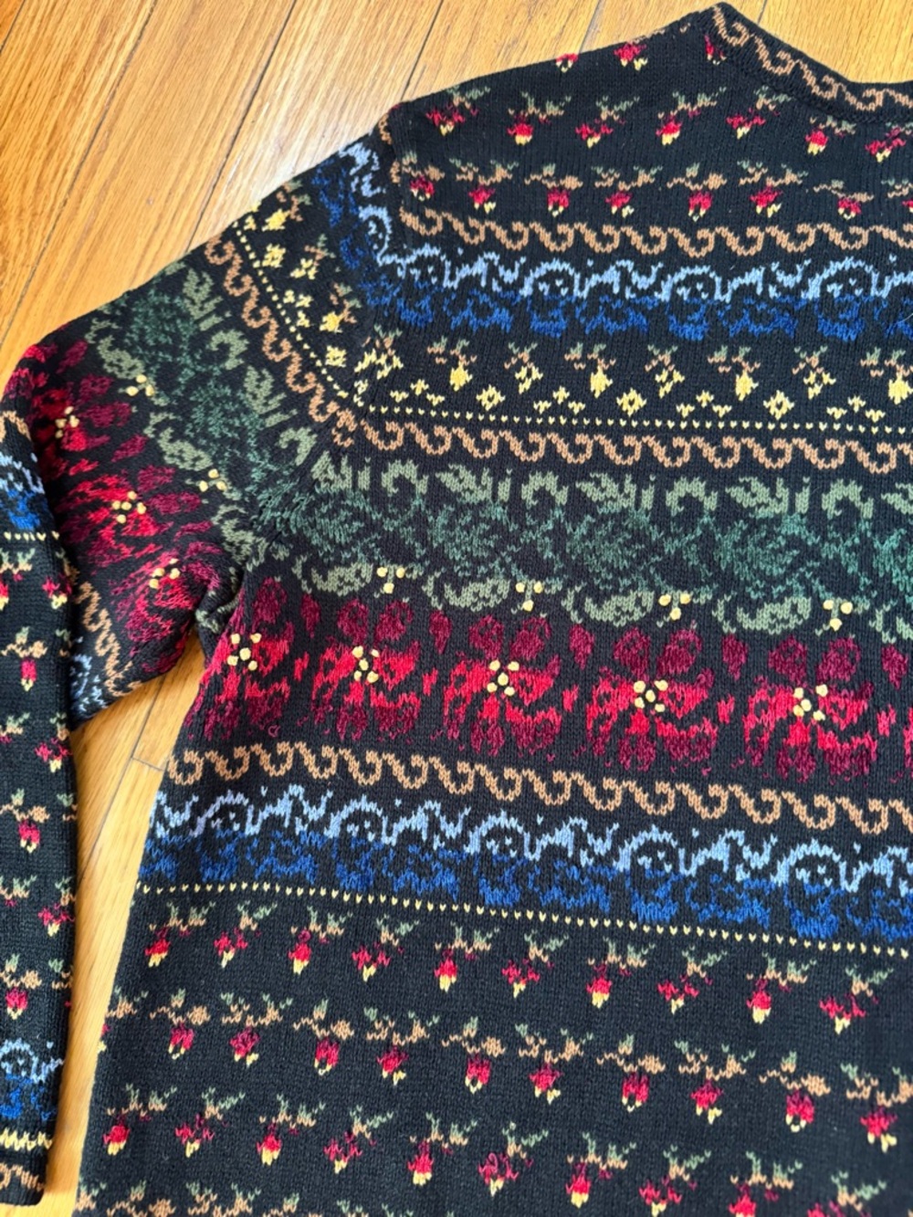 Appleseeds Women‎ Sweater Cardigan 1X Front Button Multi Print Cottage Grandma - Picture 8 of 11
